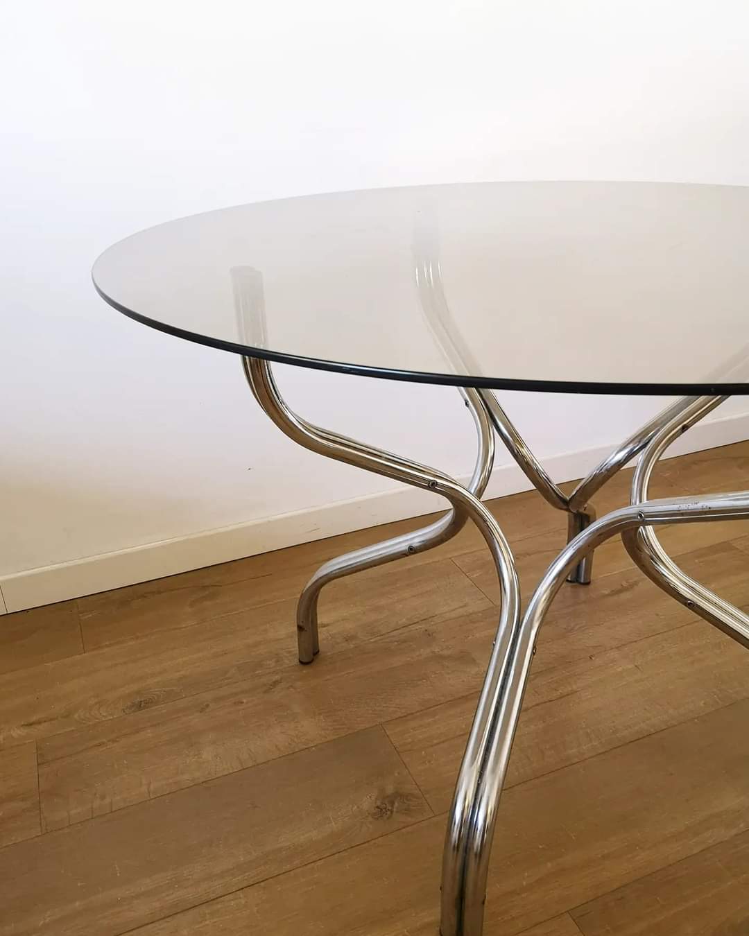 Smoked glass table 70s