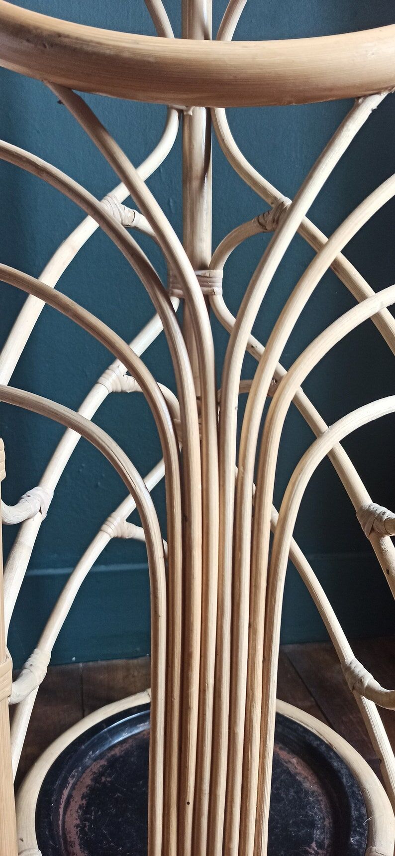 Rattan umbrella holder, vintage rattan plant holder, basket