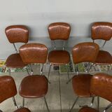Set of 7 vintage Skaï crocro chairs from the 70s