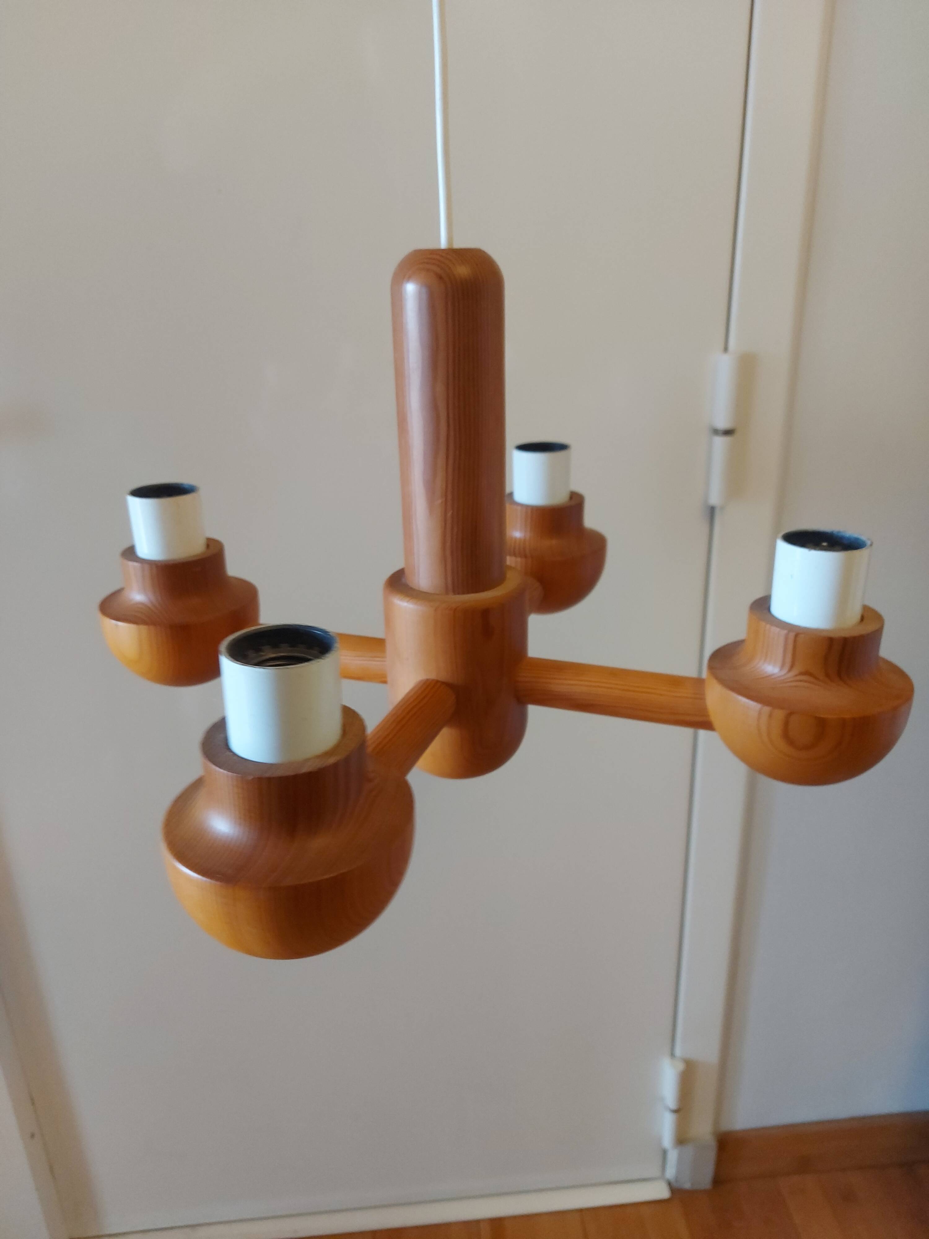 Vintage Ikea pine chandelier