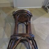 Set of 2 swivel bar stools / chairs - wood - cane - rattan - 80s