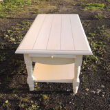 Ancienne Table Basse en Bois Peint Blanc