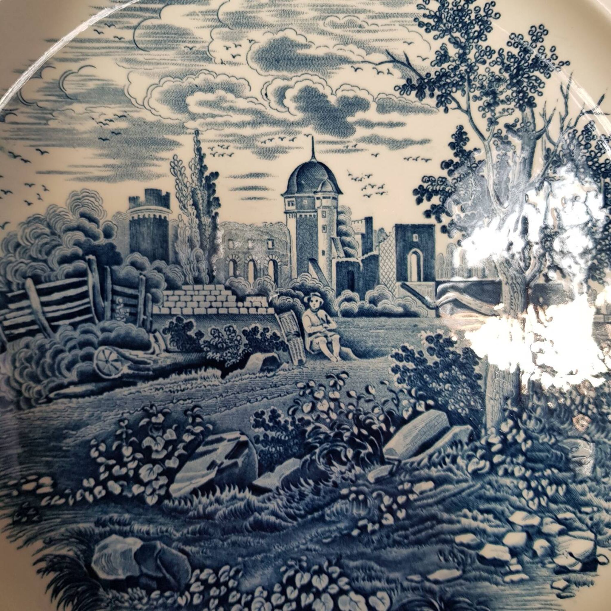 Grand plat de service rond en porcelaine Château Bleu de Villeroy & Boch
