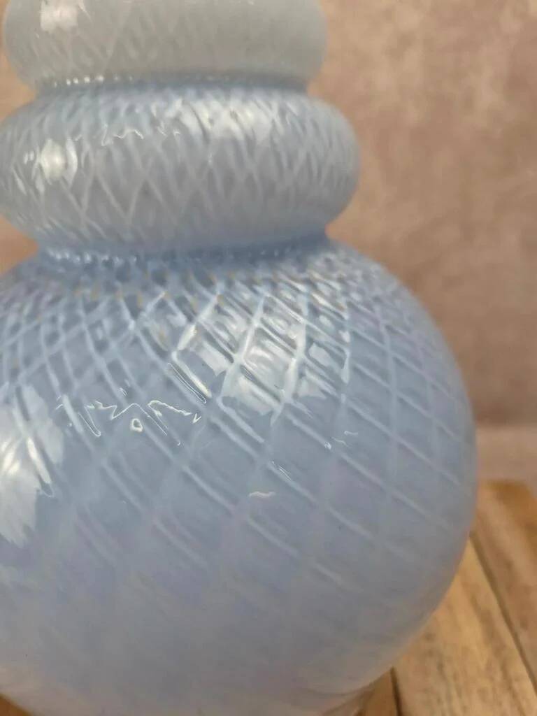 Vintage lampshade in light blue opaline glass – textured milky glass