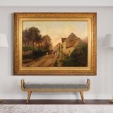 French signed landscape painting oil on canvas dated 1899