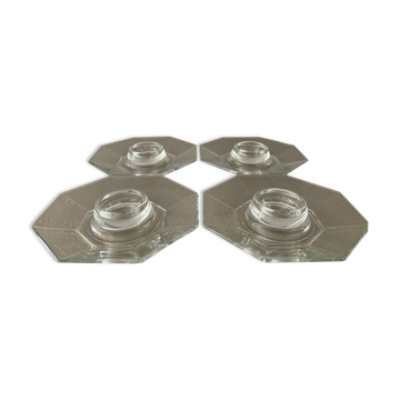 Series of 4 vintage octagonal egg cups France