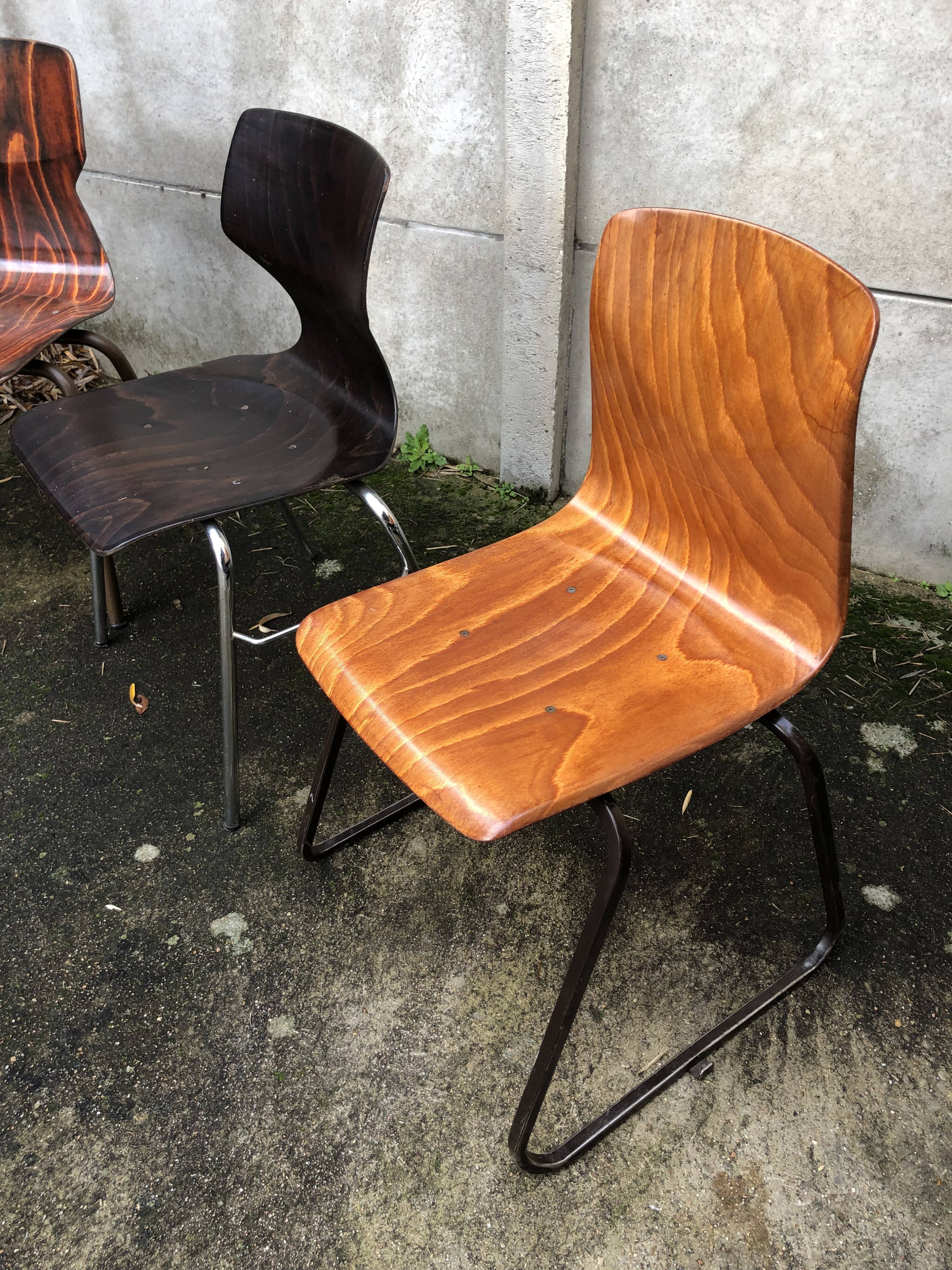 Set of 4 mismatched Dutch vintage chairs - Galvanitas, Eromes, Flottoto