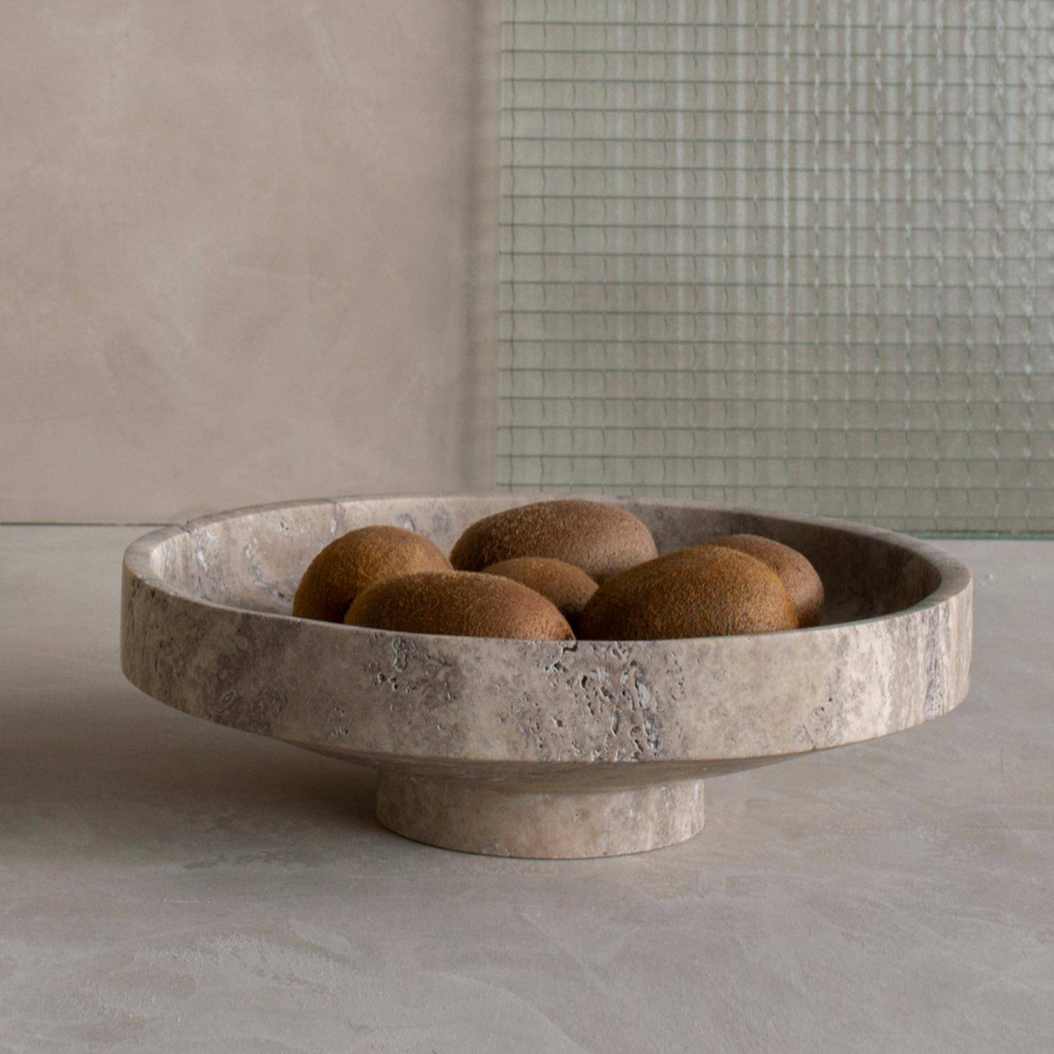 Silver travertine bowl
