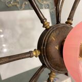 Pink Liberty Style Wrought Iron Chandelier 1960’s