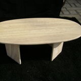 Oval coffee table in travertine italy from the 1970s