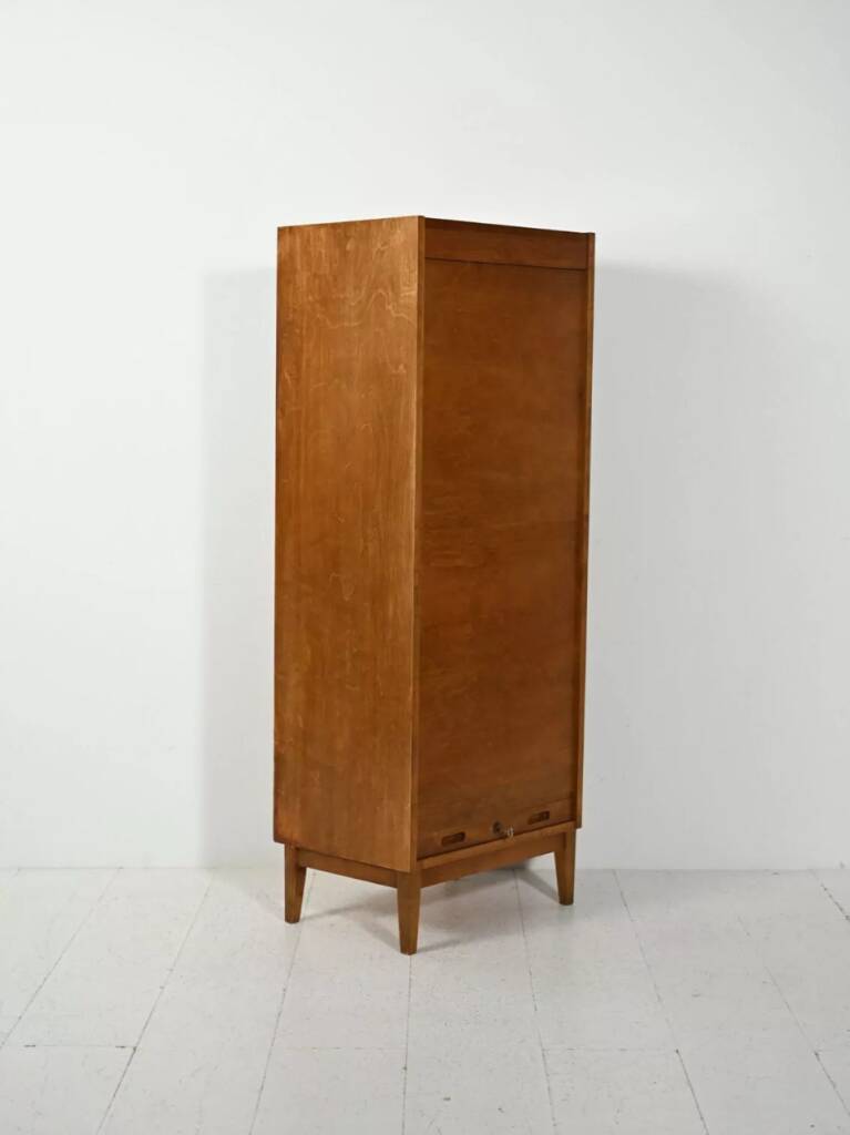 Antique Scandinavian filing cabinet, tambour archive cabinet, high-end, single, Sweden, 1960s