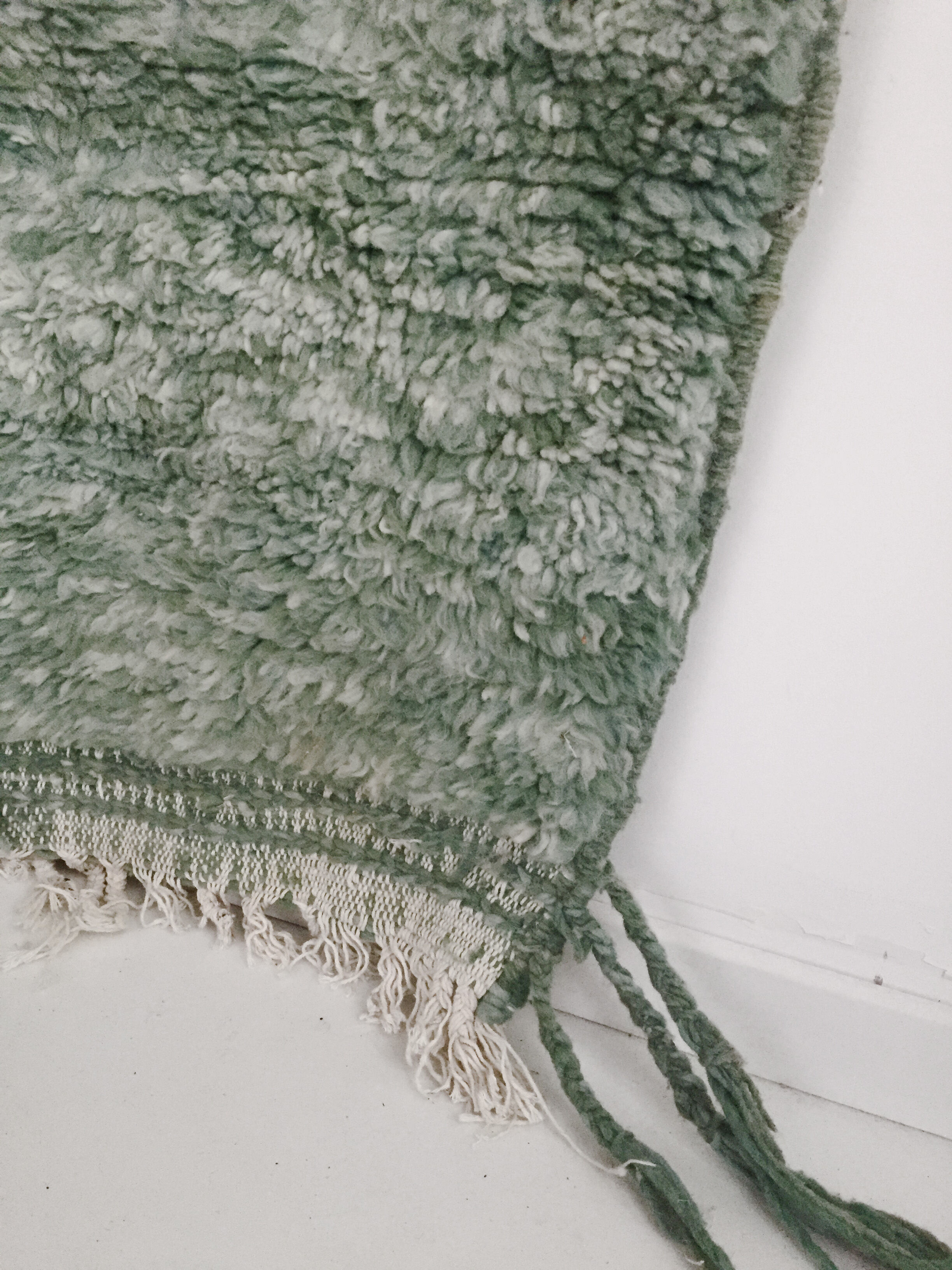 Moroccan Berber carpet Beni Ouarain mottled green 256x216cm