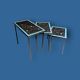 Trio of vintage nesting tables in mosaic and wrought iron