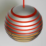 1960s spherical Space Age ceiling lamp with slats made of heavy metal