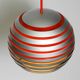 1960s spherical Space Age ceiling lamp with slats made of heavy metal