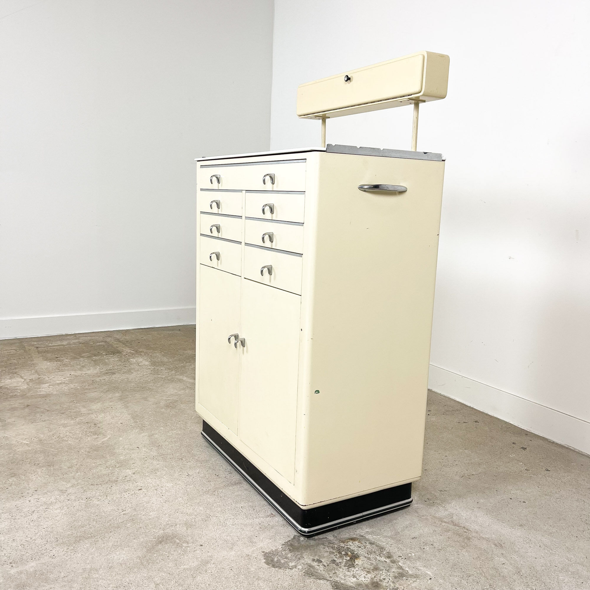 Industrial medical dentist cabinet on wheels Germany 1950s