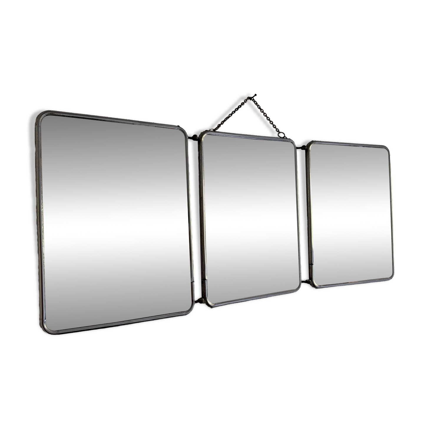 Miroir vintage 1960 triptyque barbier coiffeuse Arpin grenadine - 27 x 69 c