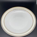 Plat rond creux en porcelaine de Limoges liseré jaune et doré