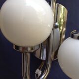 Vintage chrome sconce with opaline globes, 70