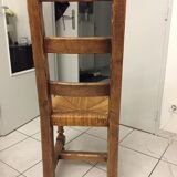6 Solid oak dining chairs seated in straw