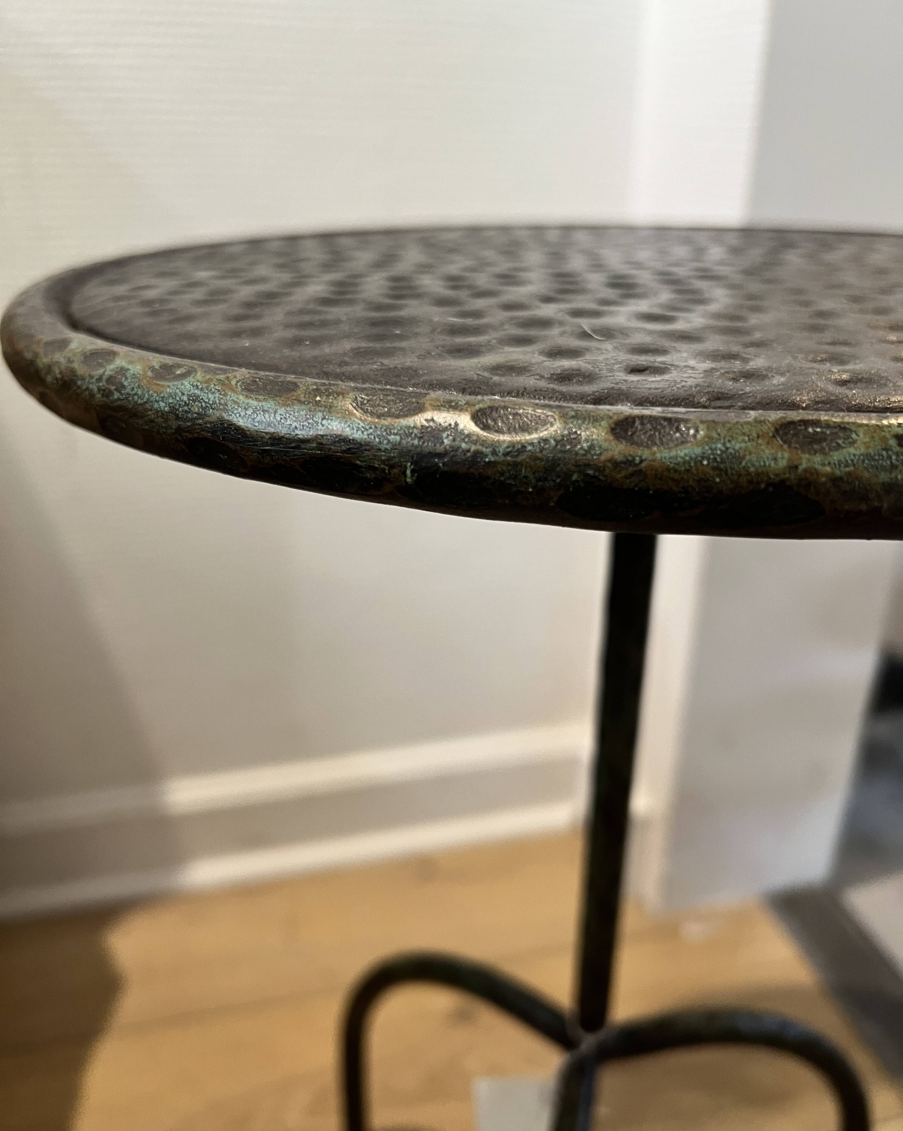 Set of hammered metal tables