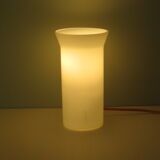 Memphis style white opaline cylindrical table lamp, 1970-1980