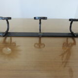 Wall coat rack 3 hooks in hammered wrought iron years 50 60