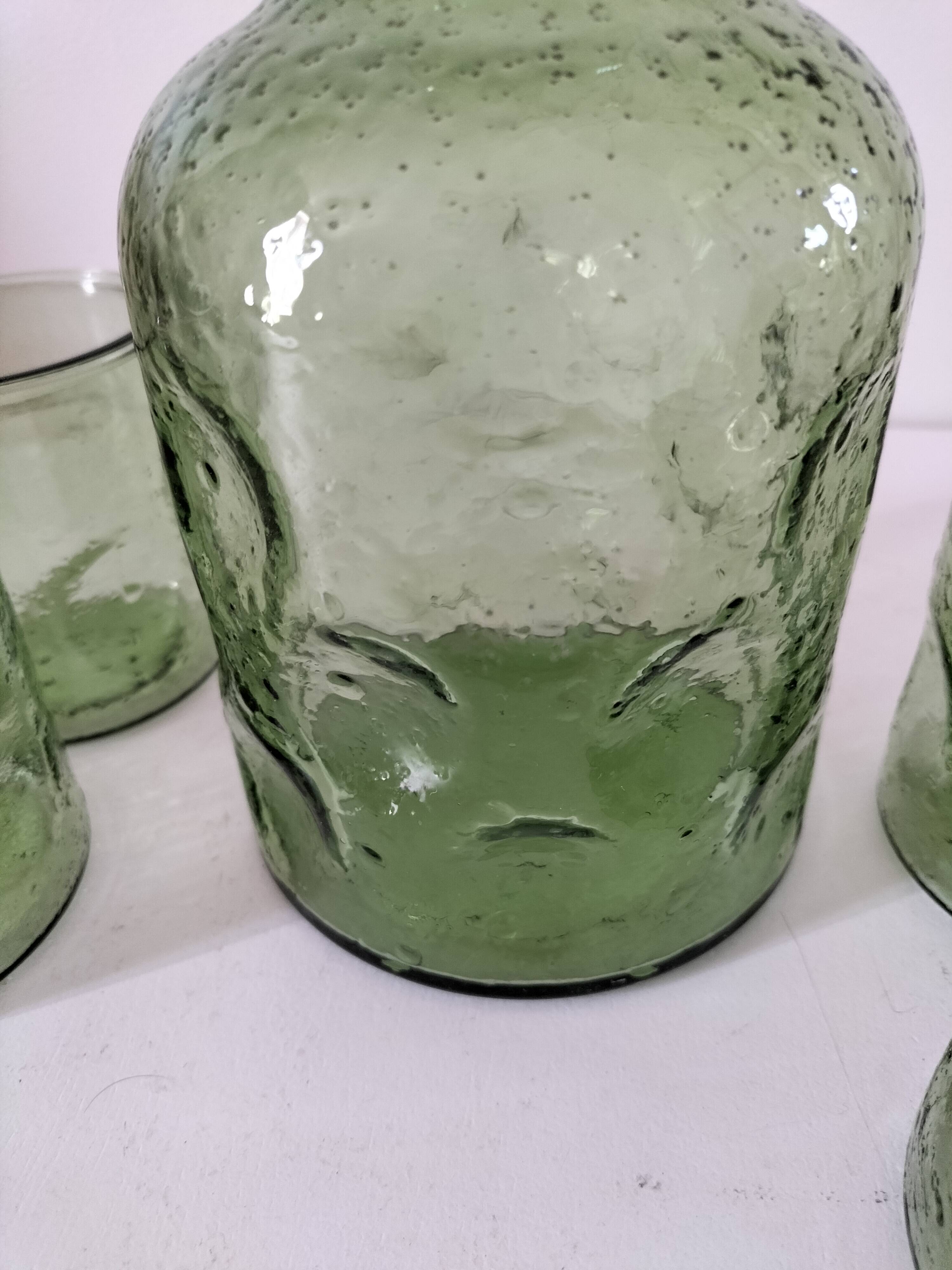 Carafe and matching tumblers in molded glass