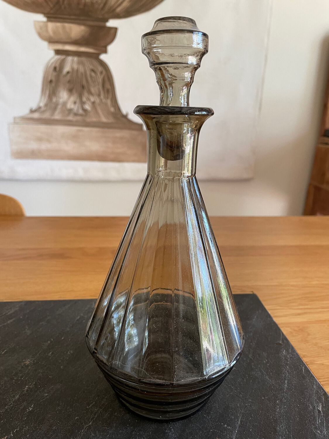Amber glass decanter