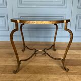 Gueridon 1940 french work ironwork doree plateau eglomise