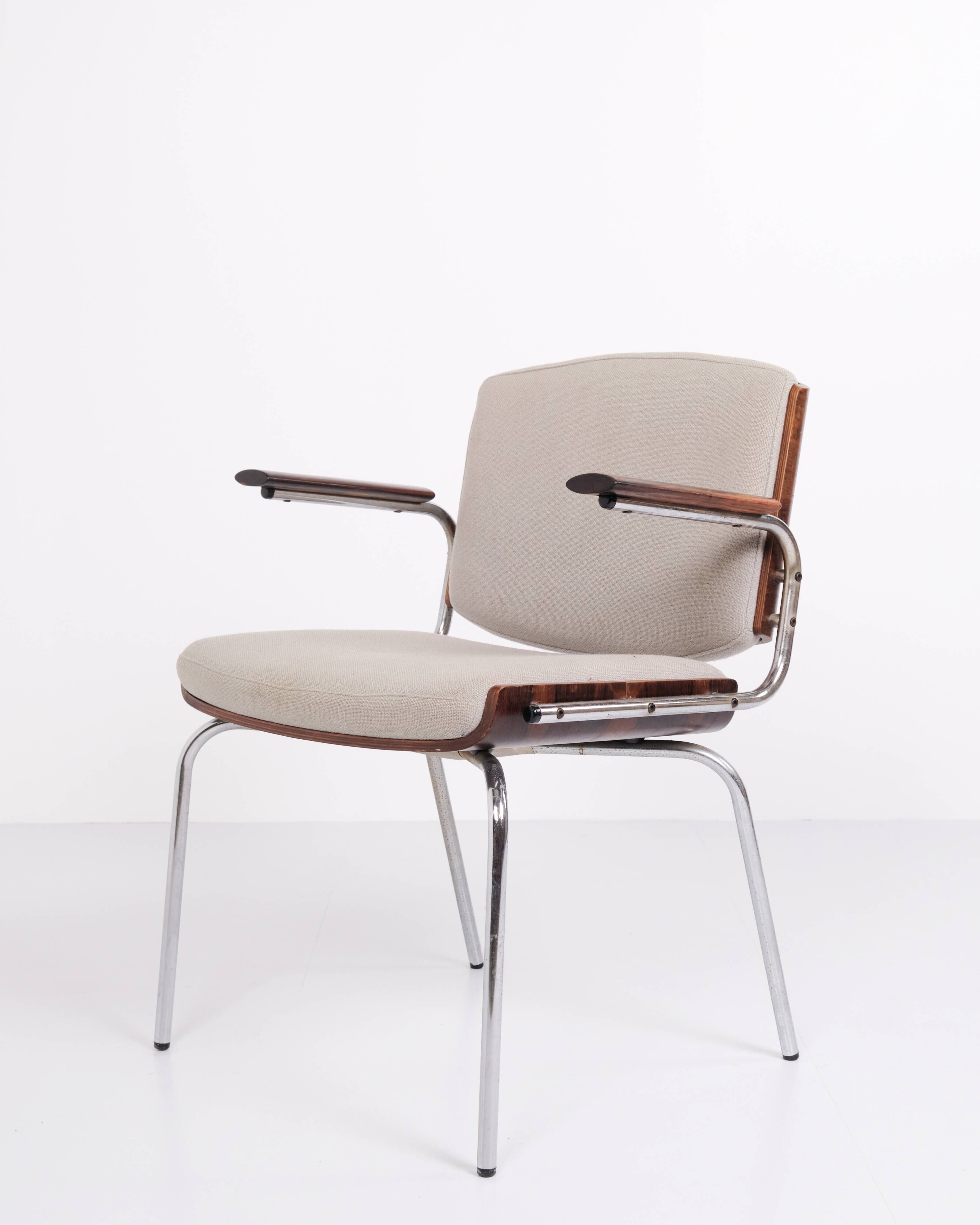 Conference chair – Rosewood & light grey fabric – Duba – 1960s