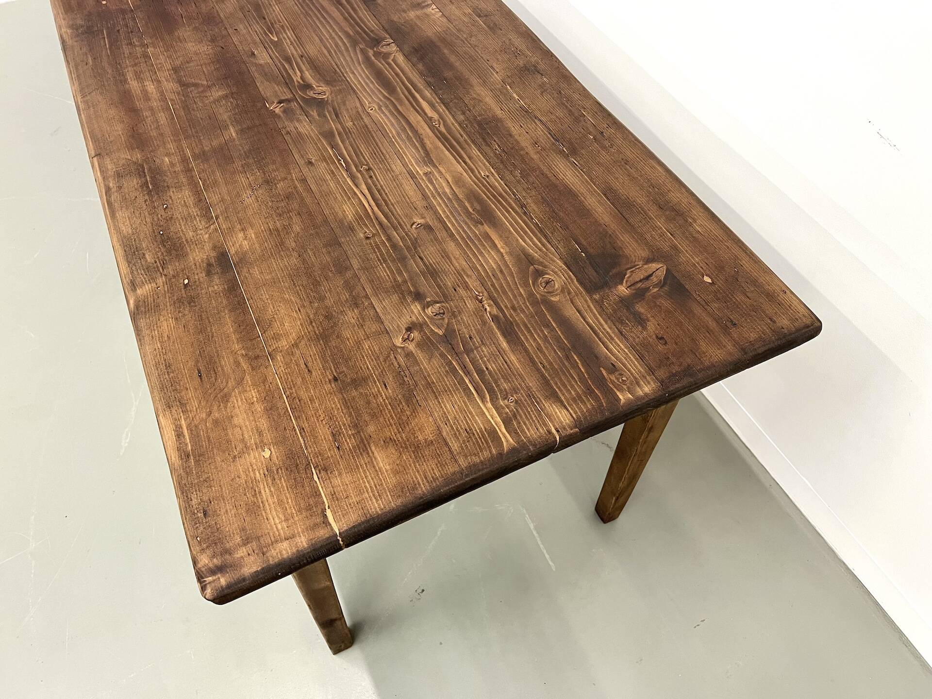 Large solid pine farmhouse table with spindle legs