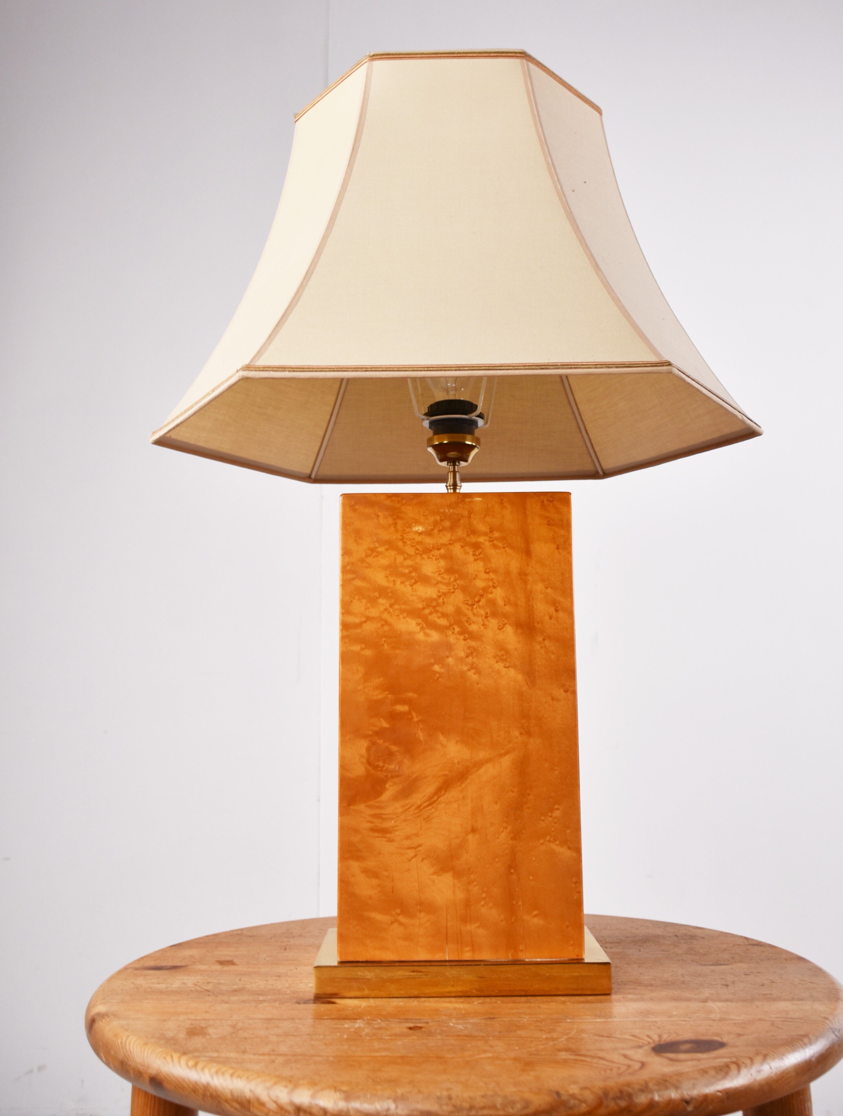 Vintage burl wood table lamp, 1970s