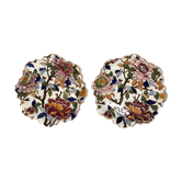 Old pair of earthenware plates Gien peony model XXth