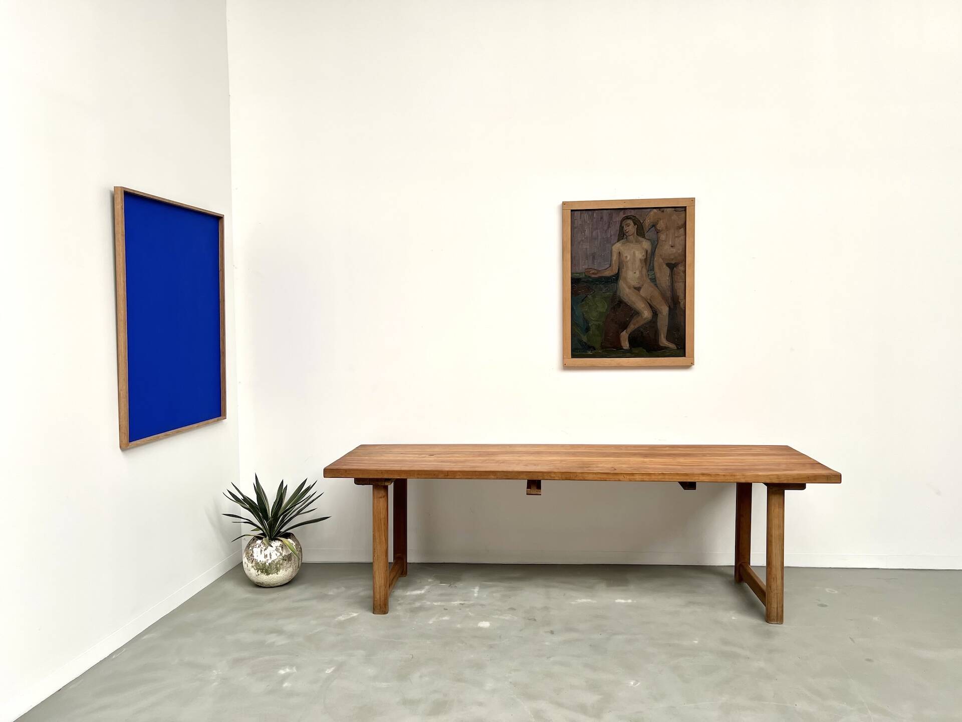 Large brutalist beech farmhouse table