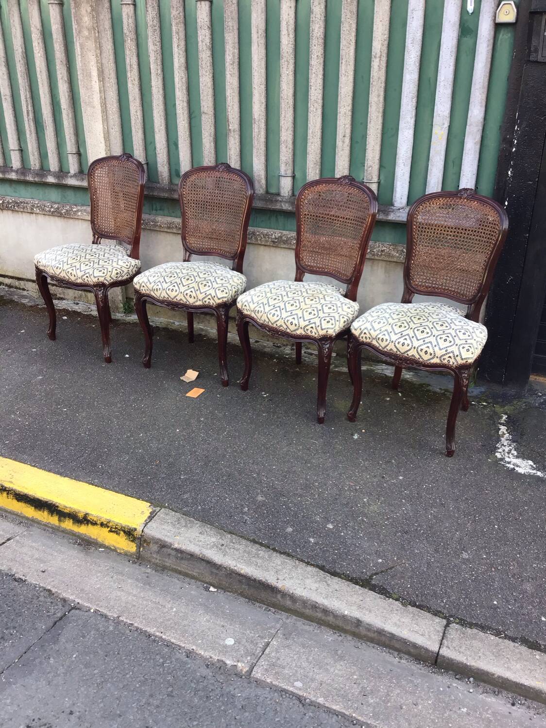 4 Louis XV style chairs with caned backs