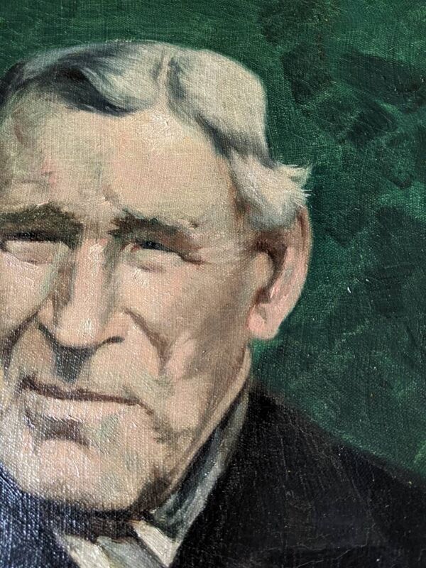 Portrait ancien huile sur toile homme XXème décoration campagne cadre doré