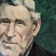 Old oil on canvas portrait of a man from the 20th century, countryside decoration, golden frame