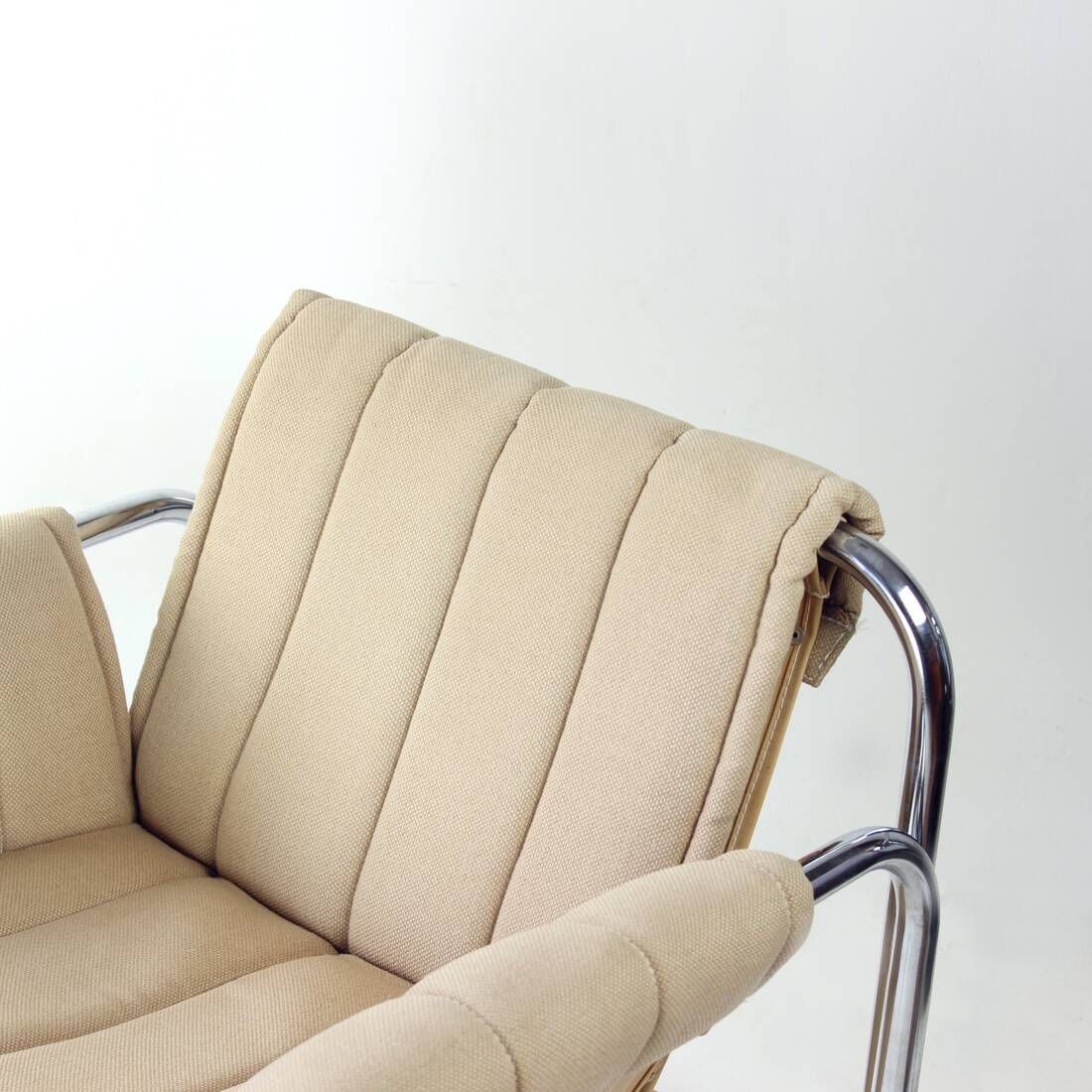Fauteuil Lounge Par Viliam Chlebo En Chrome Et Lin, Kodreta 1979