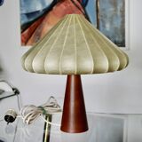 Vintage cocoon mahogany table lamp attributed to achille castiglioni 1960