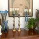 Pair of brass candle holders XIXth 31cm