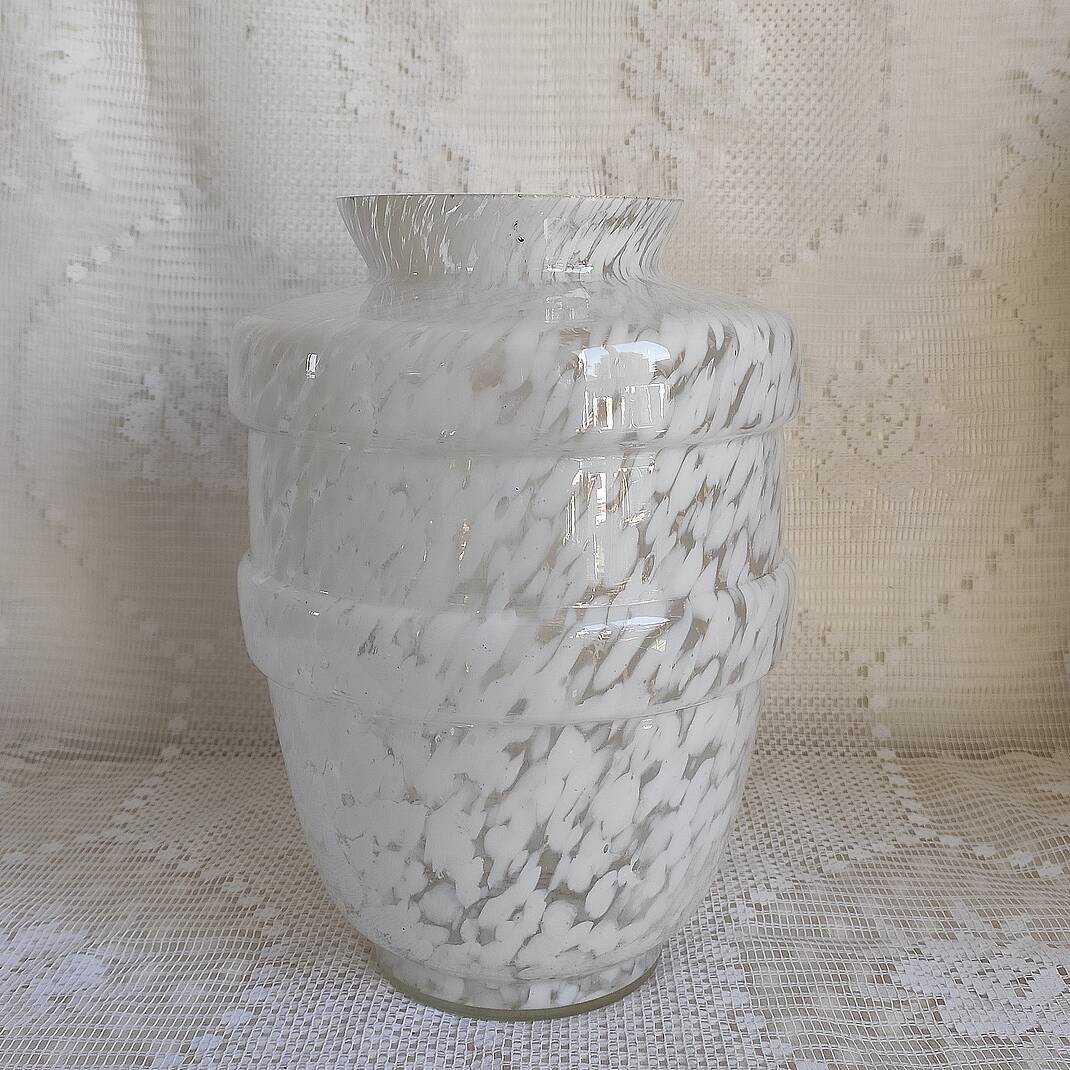 Grand vase verre de clichy blanc