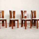 70's brutalist dining chairs in oak with bouclé fabric