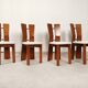70's brutalist dining chairs in oak with bouclé fabric
