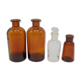 Lot de 4 anciens flacons pharmaceutiques