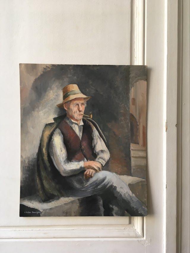 Portrait old oil signed