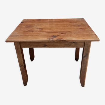 Old artisanal dining or side table, in solid pine