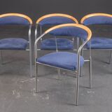 4 sièges design scandinave années 1990 inox et bois