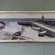 Mid-Century Modern Swedish "Boats at the Jetty" Vintage Coastal Landscape Oil Painting, Framed