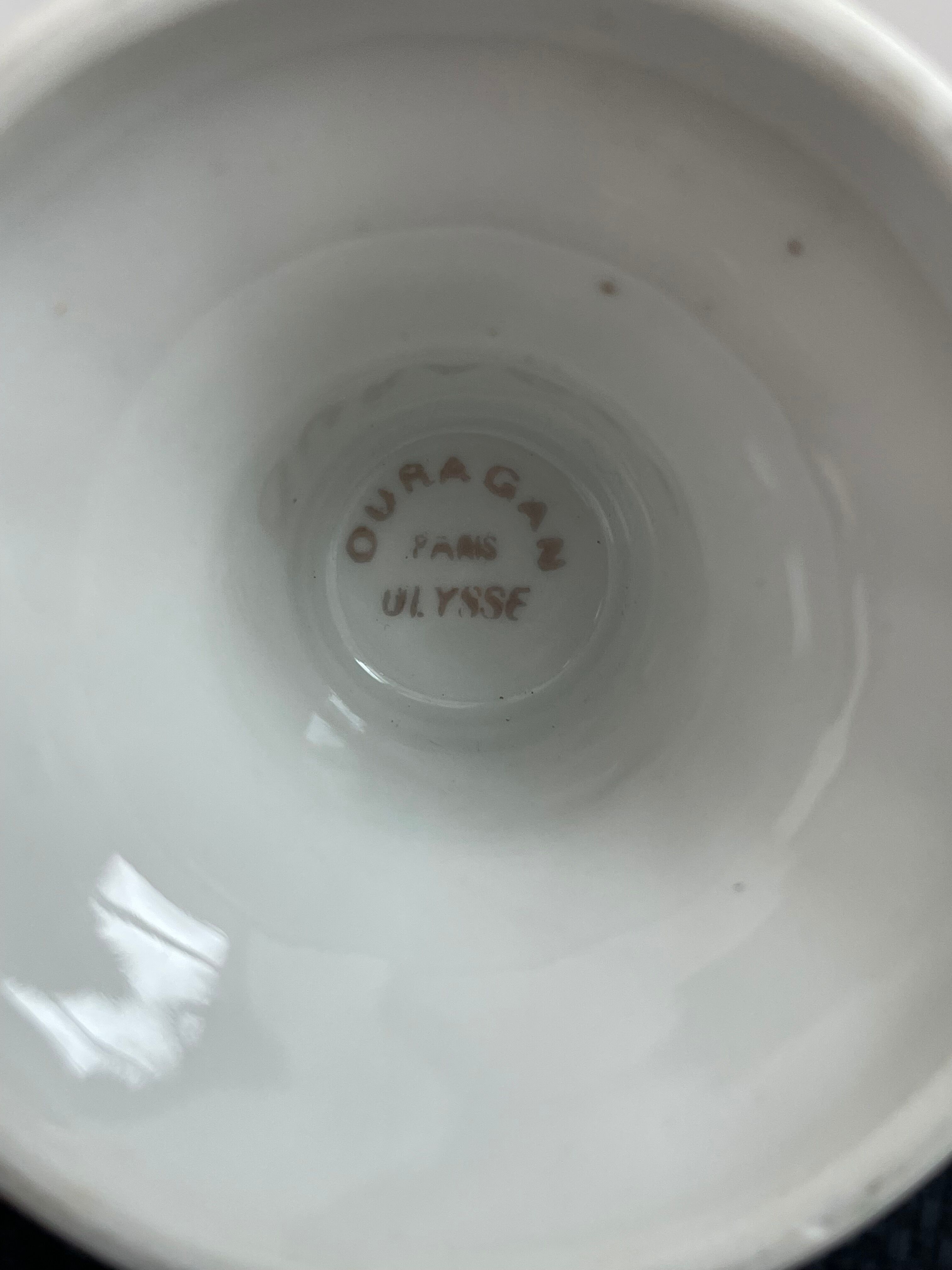 Vintage small vase stylized floral pattern porcelain ouragan ulysse paris, 1970s, france